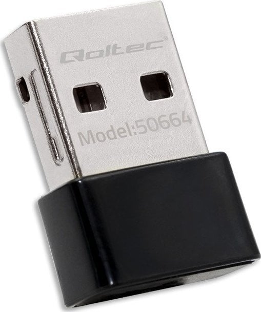 Мрежна картичка Ви‑Фи Qoltec мини УСБ AC, 650Mbps, црна