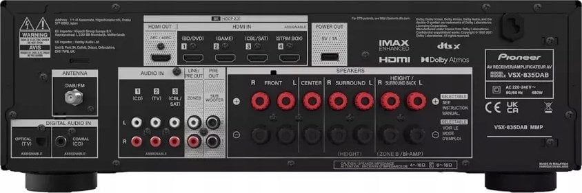 Amplifikator audio Pioneer VSX-835 DAB, home cinema, i zi