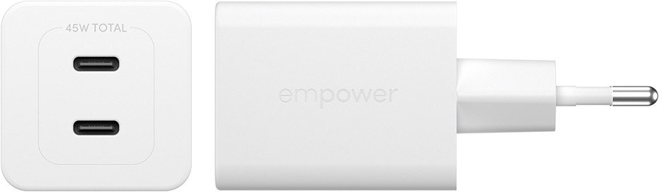 Ѕиден полнач PanzerGlass Turbo 45W, 2x USB C, PD 3.1, бел