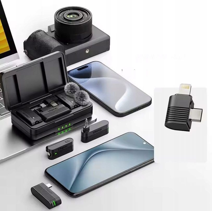 Безжичен лавалиер микрофон Ulanzi A100 J12, Lightning, за iPhone, црн