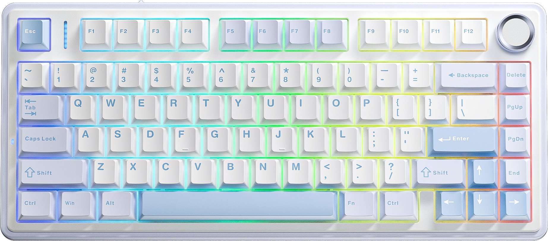 Tastierë gaming AULA F75, mekanike wireless, V3 Blue, gri me të bardhë