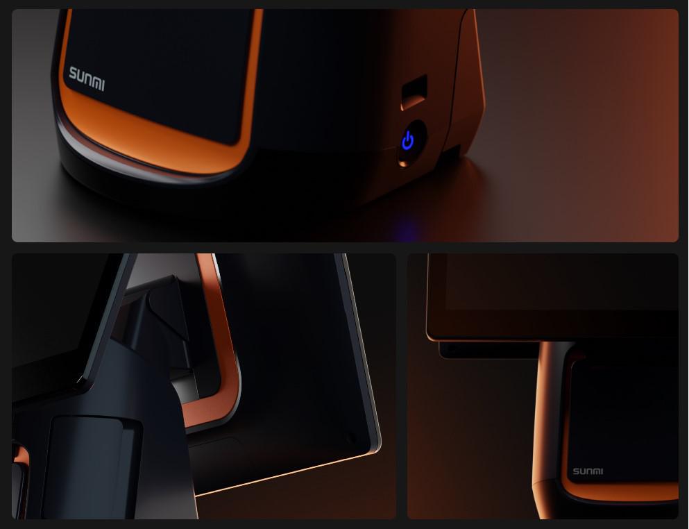 Sistem POS Sunmi T2s, ekran 15.6" me prekje, Android, i zi me portokalli