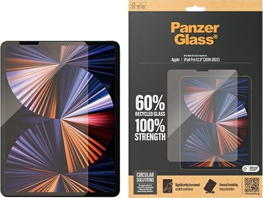 Mbrojtëse ekrani PanzerGlass për iPad Pro 12.9", xham i temperuar, Ultra Wide Fit, transparente