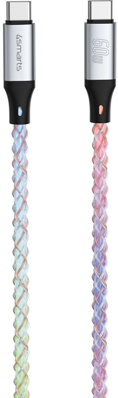 Kabllo USB 4smarts RGBCord, USB-C në USB-C, 60W, 1.5m, shumëngjyrëshe