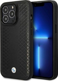 Këllëf telefoni BMW BMHMP14L22RFGK, për iPhone 14 Pro, lëkurë, MagSafe, i zi
