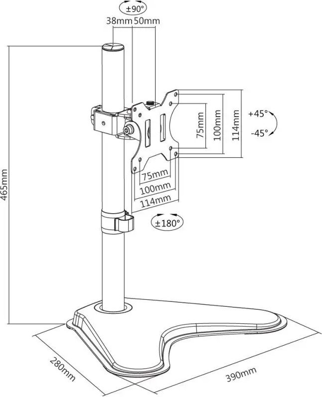 Mbajtëse tavoline për monitor Reflecta 23283, 13"-32", deri 8kg, e zezë