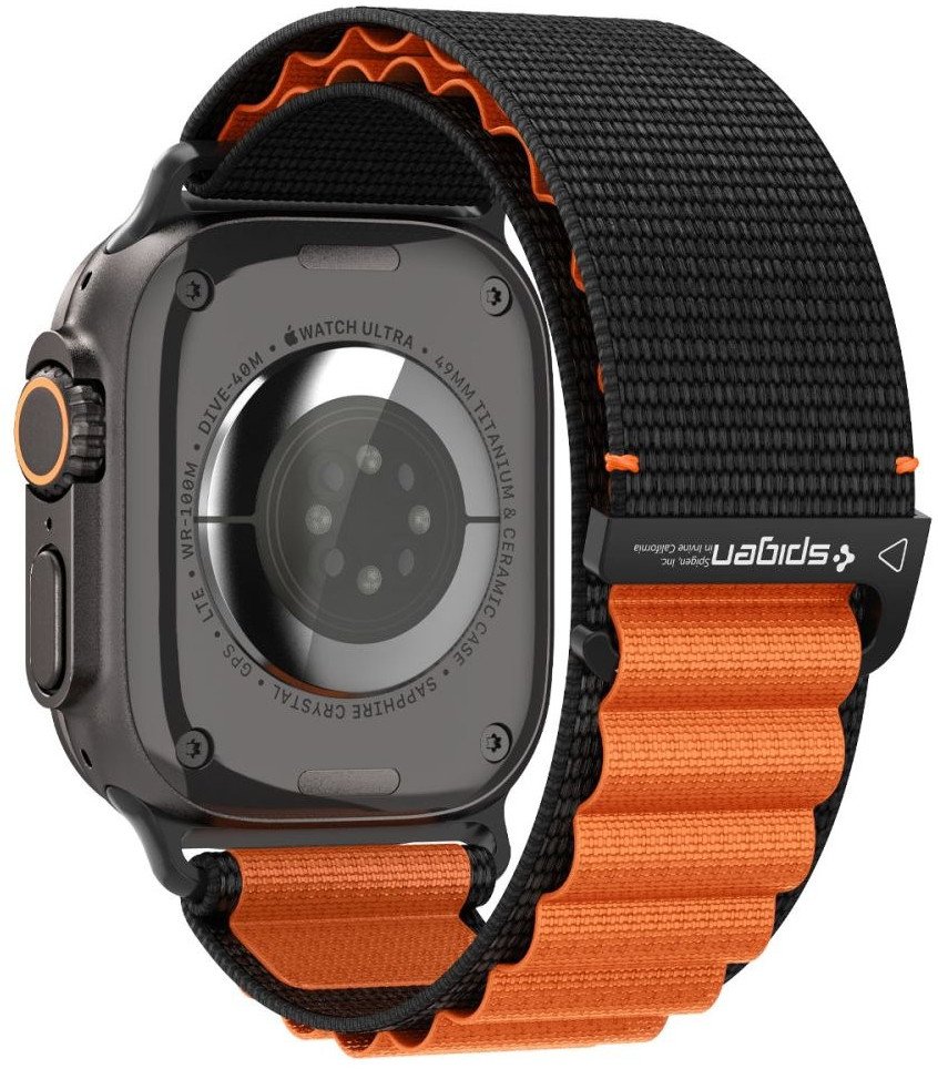 Rrip smartwatch Spigen WBF1 për Apple Watch 44 45 46 49mm, najlon, i zi portokalli