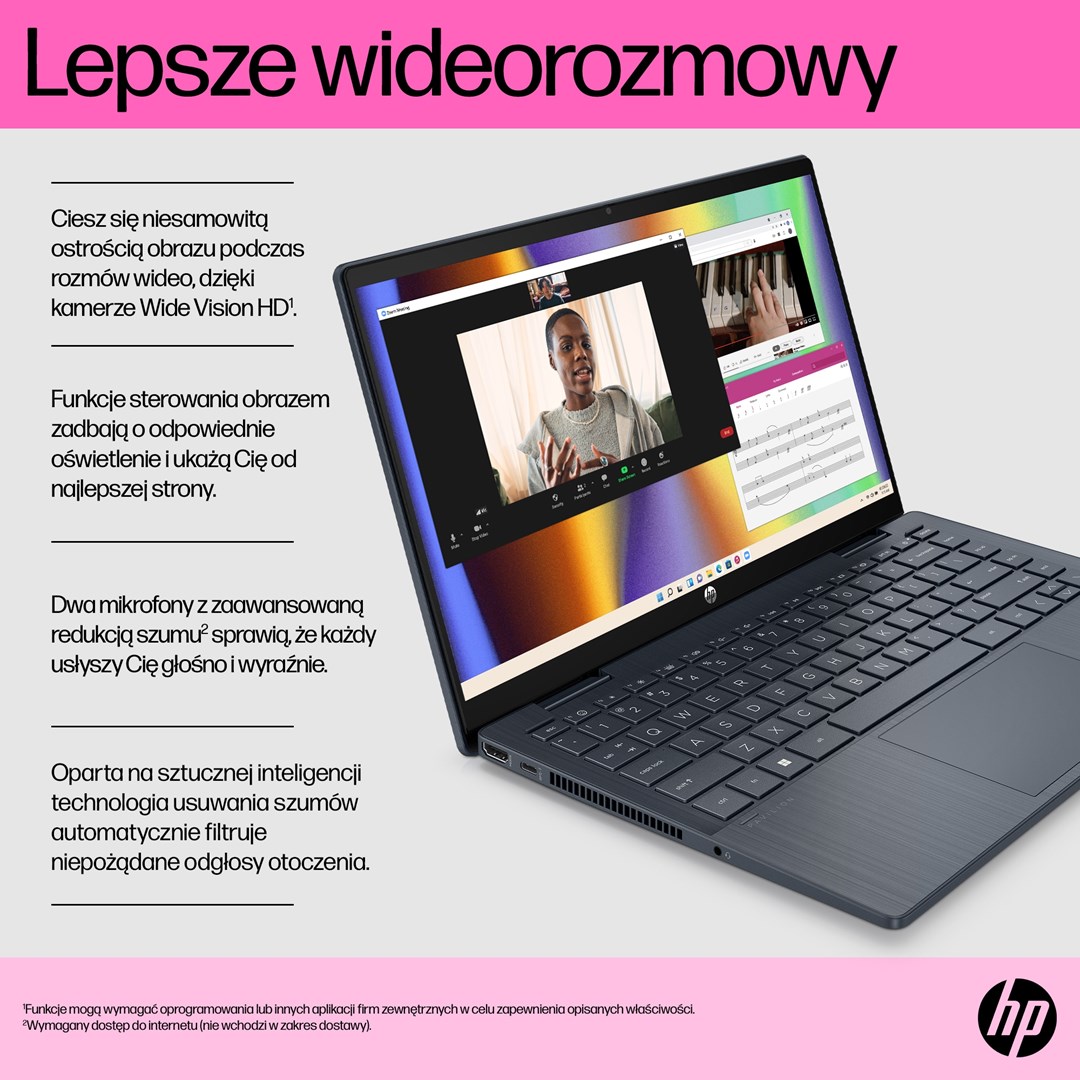 Лаптоп HP Pavilion x360, 14", Intel i5-1235U, 16 GB RAM, 512 GB SSD, црн