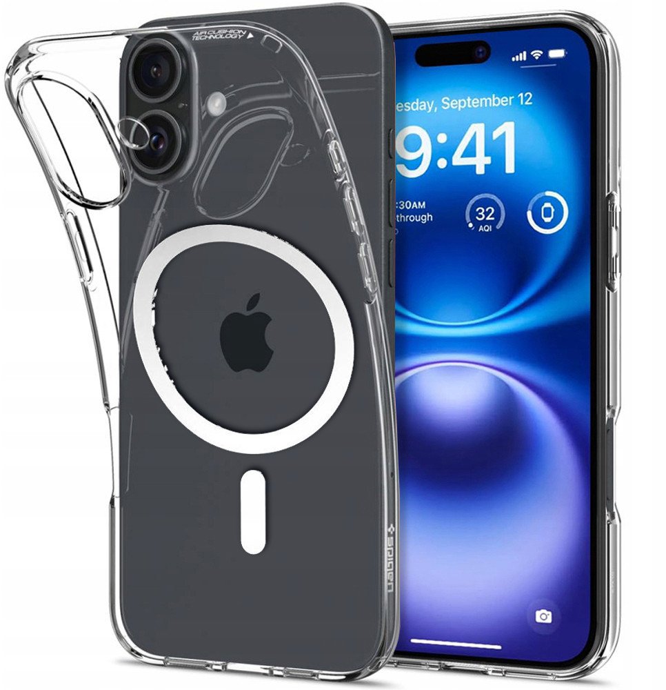 Капак за телефон Spigen Liquid Crystal MagSafe за iPhone 17, проѕирен, бел