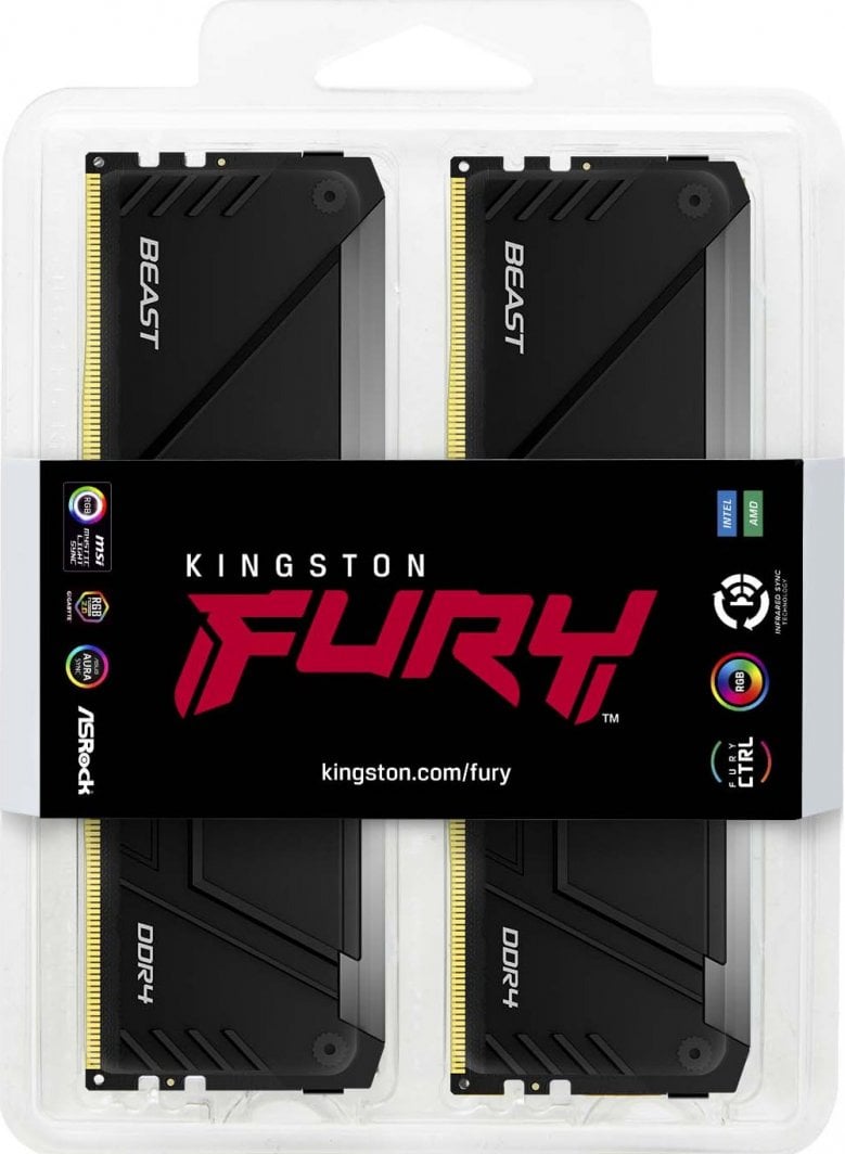 Memorie Kingston Fury Beast RGB, DDR4, 128 GB, 3200 MHz, CL16, KF432C16BB2AK4/128