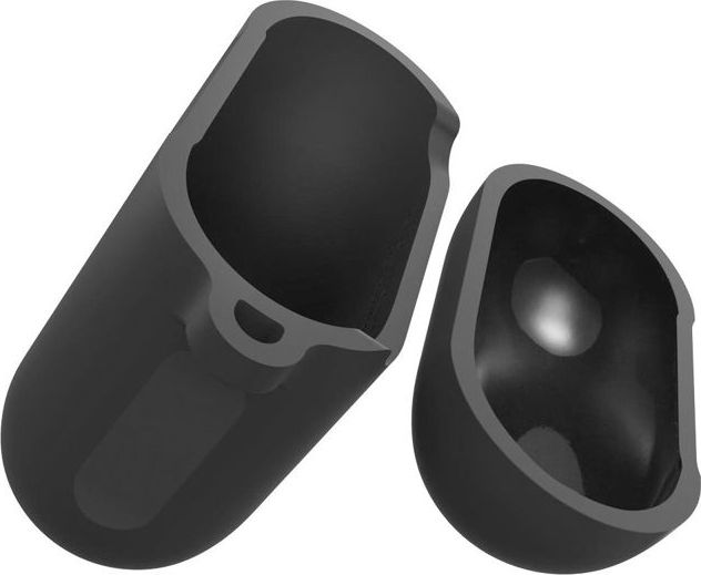 Këllëf silikoni Spigen Silicone Fit për AirPods 1/2, me karabinë, i zi