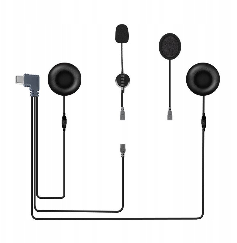 Kufje intercom për helmetë Ejeas Q8, 2 mikrofonë, USB C, e zezë