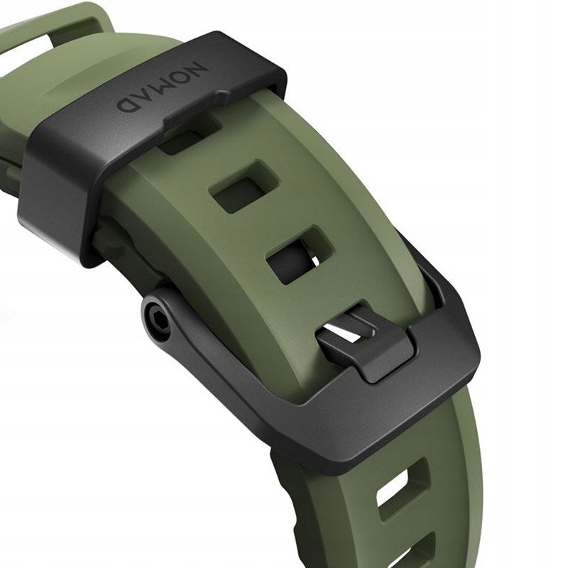 Byzylyk ore Rocky Point Band për Apple Watch, 46mm 49mm, gome FKM, ngjyrë jeshile Forest me metal i zi