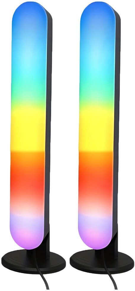 Set llampa tavoline gaming RGB LED, 2 copë, me telekomandë, të zeza