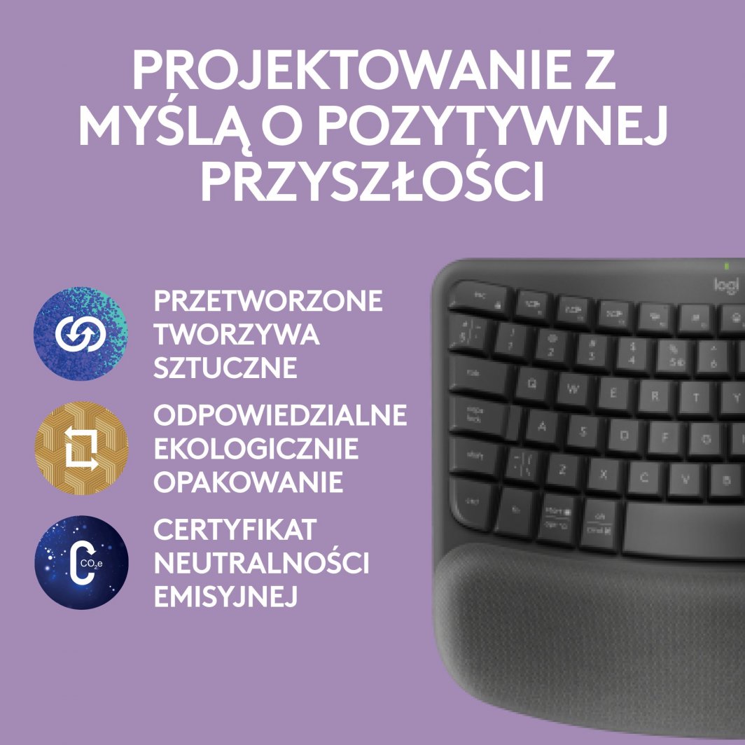 Tastierë Logitech Wave Keys, ergonomike, pa tela, grafit
