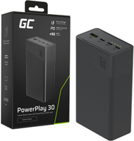 Powerbank Green Cell PowerPlay 30, 30000mAh, LED екран, црна