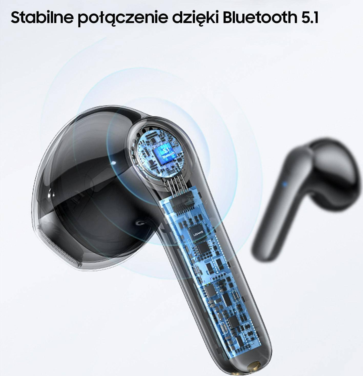 Kufje pa tela USAMS TWS XH Series, Bluetooth 5.1, anulim zhurme, të zeza