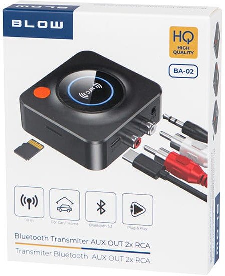 Adapter Bluetooth BLOW Transmitter Receiver 5.3, NFC, RCA AUX SD USB C, i zi