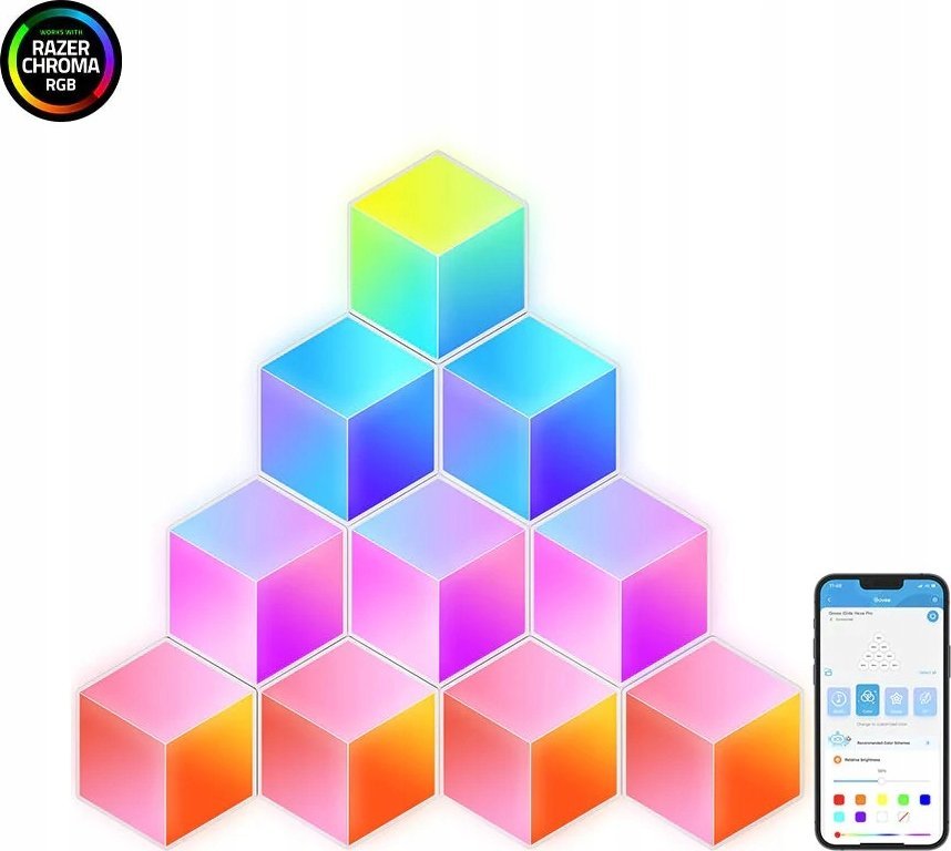 Panele LED inteligjente Govee Glide Hexa Pro, 10 copë, RGBIC, shumëngjyrëshe