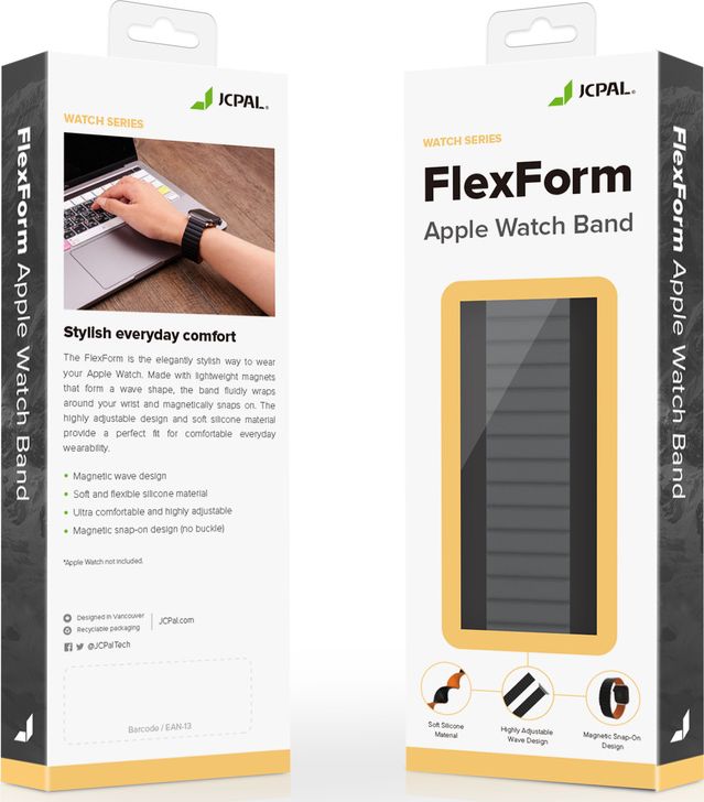 Rrip për Apple Watch Jcpal FlexForm, 38/40/41mm, silikon, gri verdhë