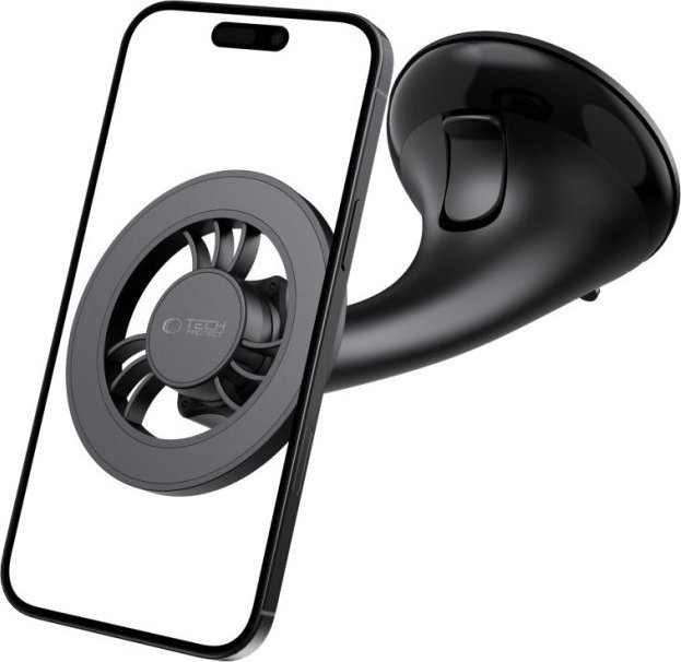 Mbajtëse magnetike për veturë Tech-Protect N56, për smartphone, montim në pult xham dhe grilë, e zezë