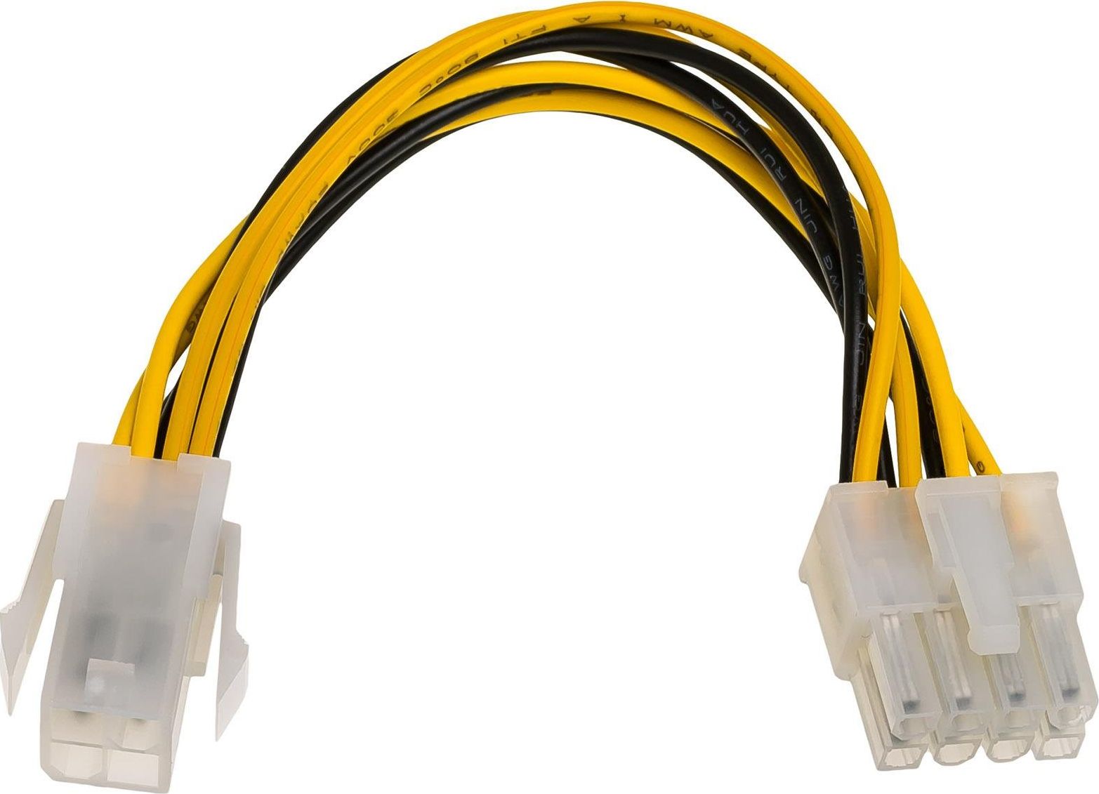 Përshtatës Akyga ATX/EPS 4-pin - ATX/EPS 8-pin, 0.15m, i verdhë