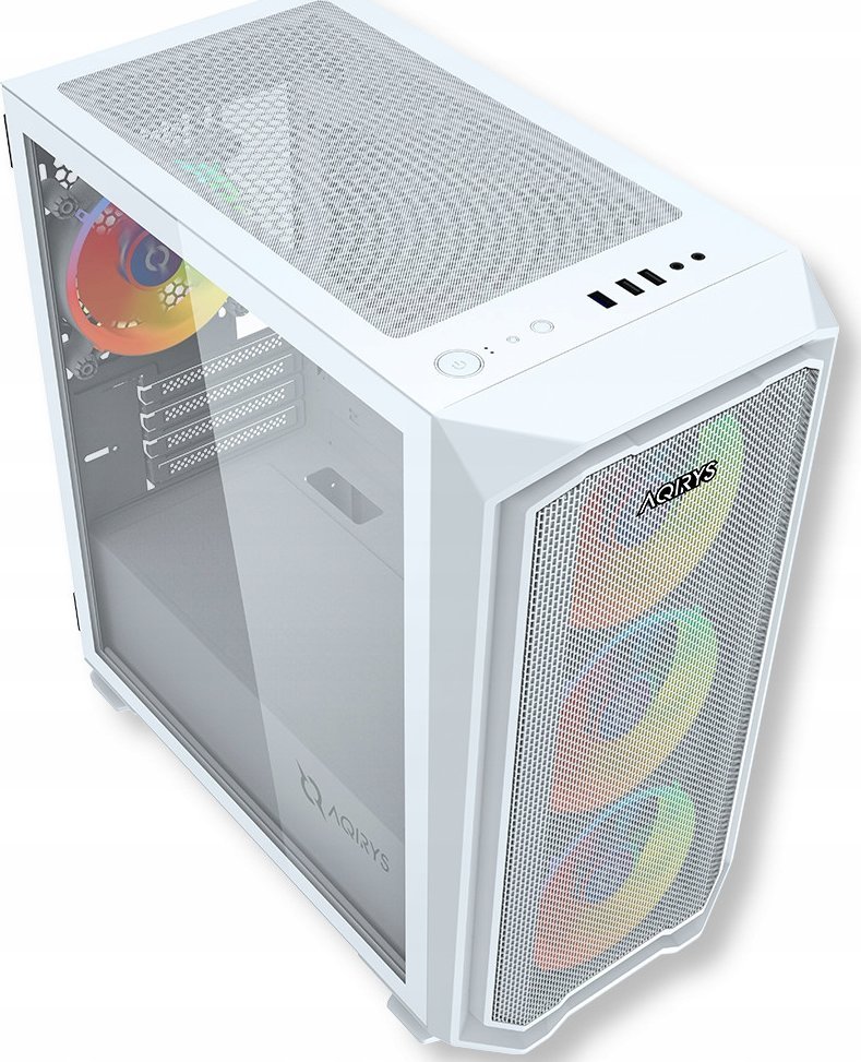 Куќиште PC AQIRYS Wezen ARGB, Mini Tower mATX, калено стакло, бела боја