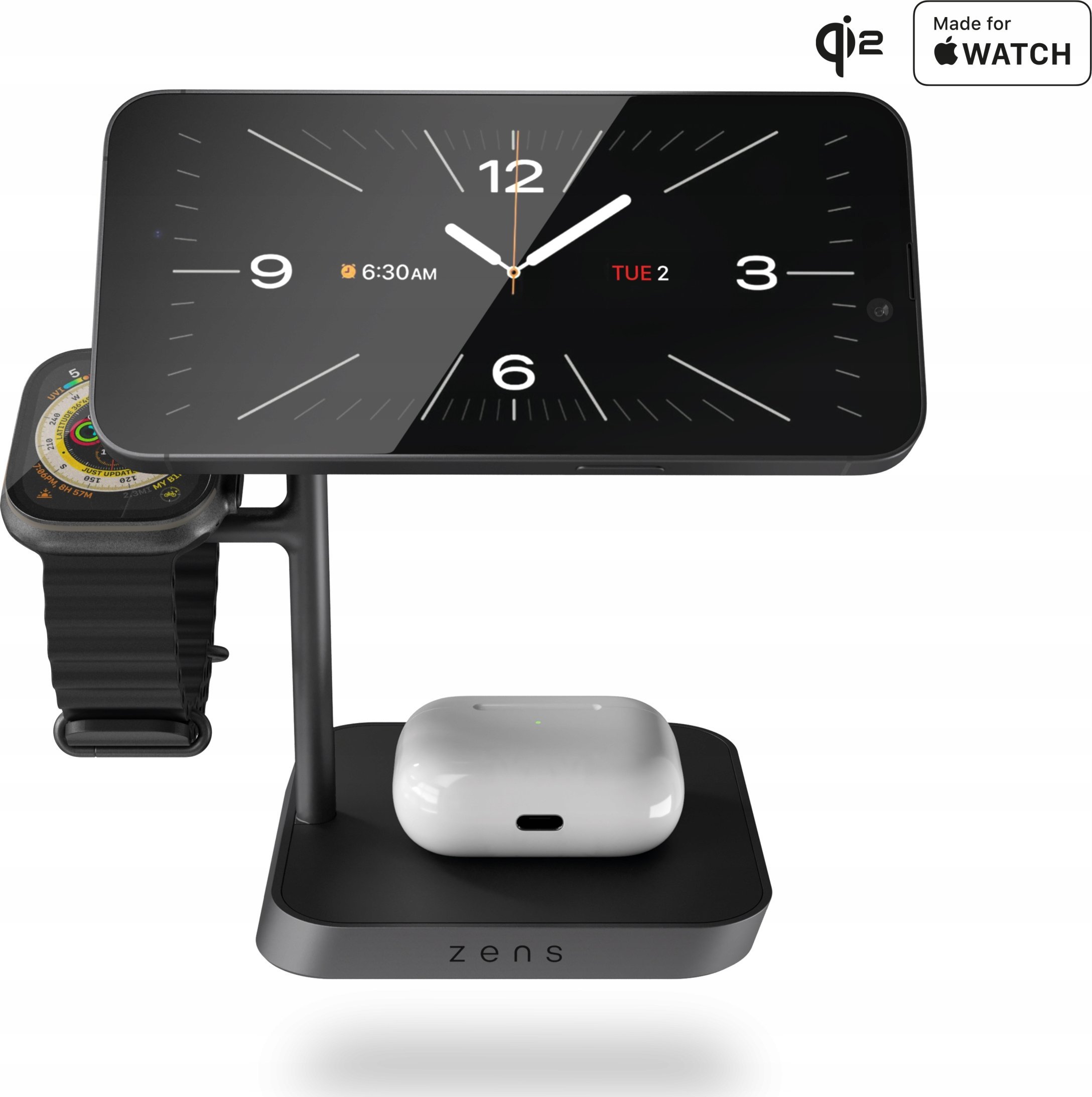 Karikues wireless ZENS Office Charger Pro 3 Qi2, 3 në 1, magnetik, i zi