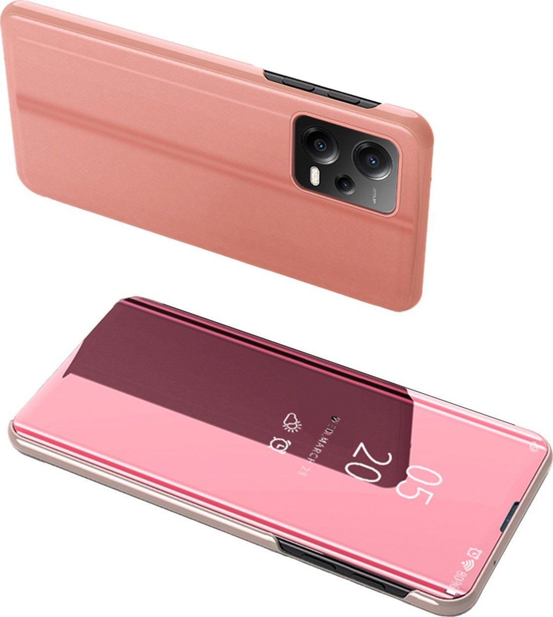 Këllëf flip Hurtel Clear View Case për Xiaomi Redmi Note 12 5G Poco X5 5G, me kapak, rozë