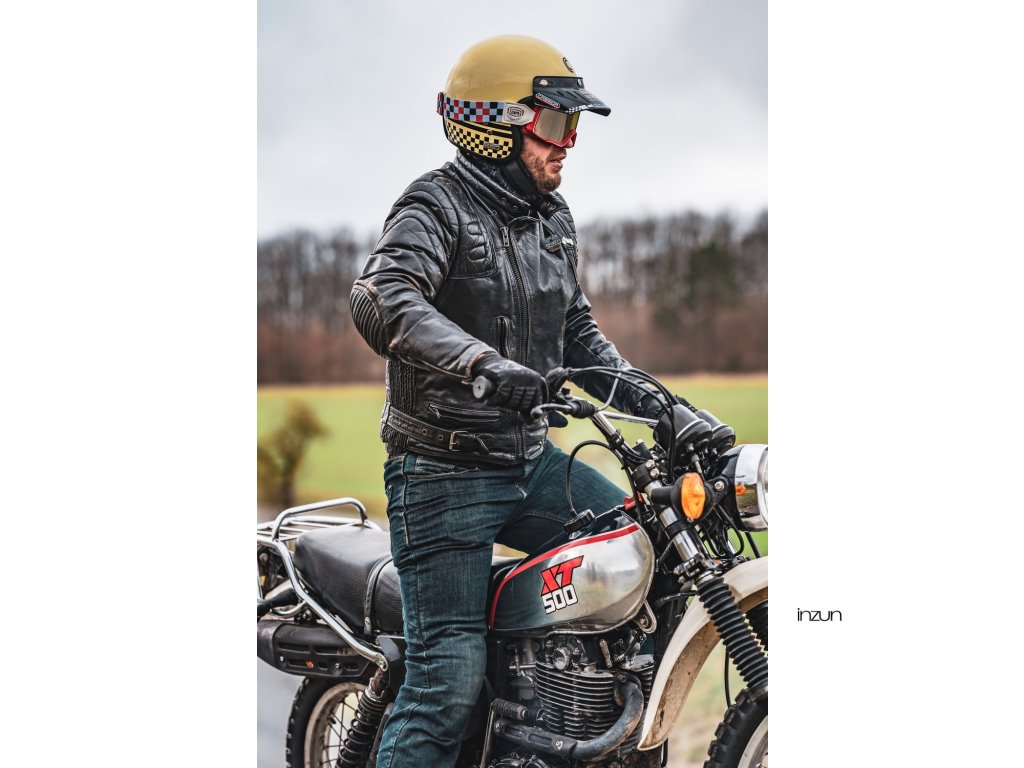 Helmë moto CASSIDA ESO Forty Nine 2026, fiberglass, retro, krem e zezë