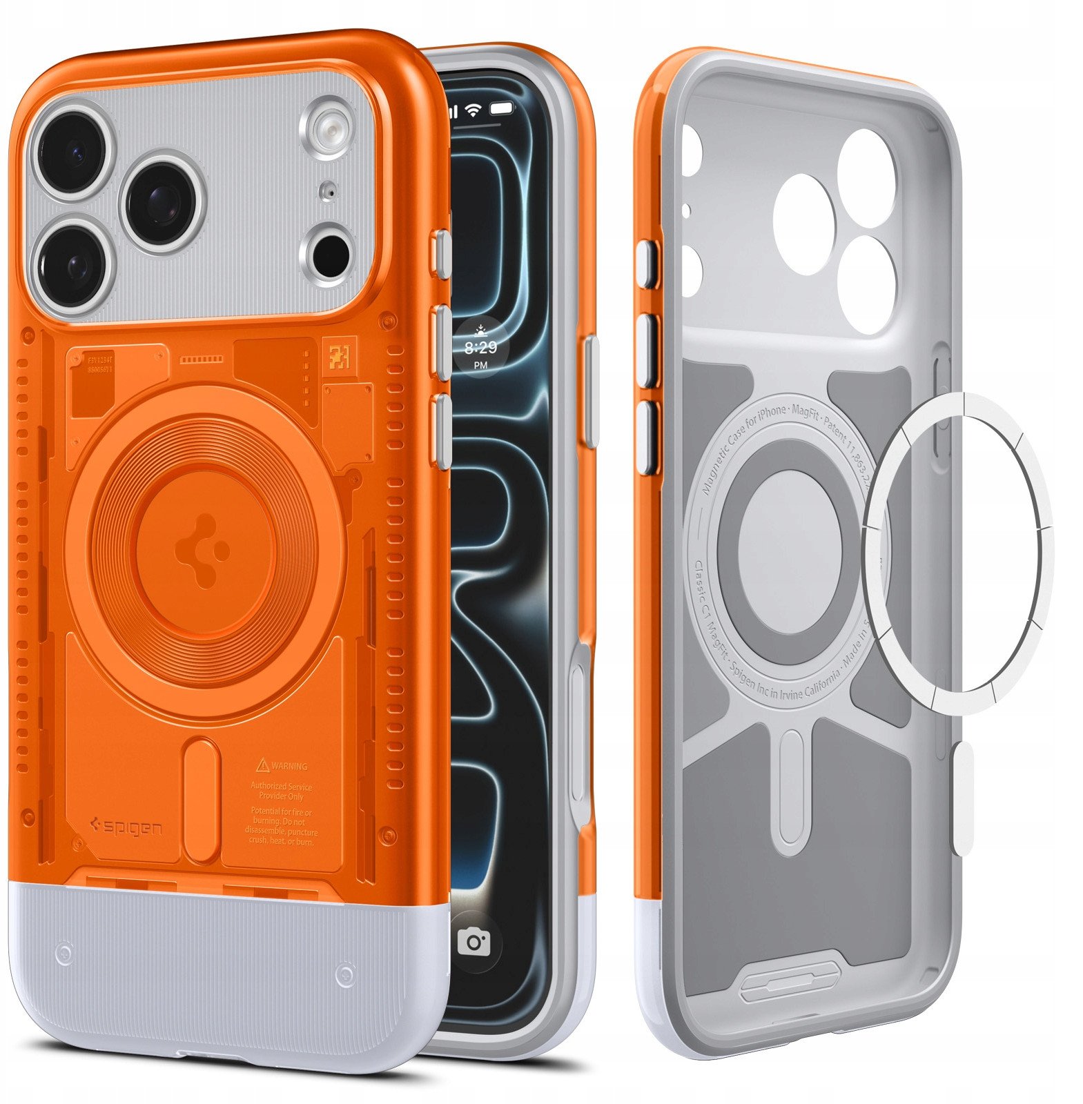 Mbrojtëse telefoni Spigen Classic C1 MagSafe, për iPhone 17 Pro, portokalli