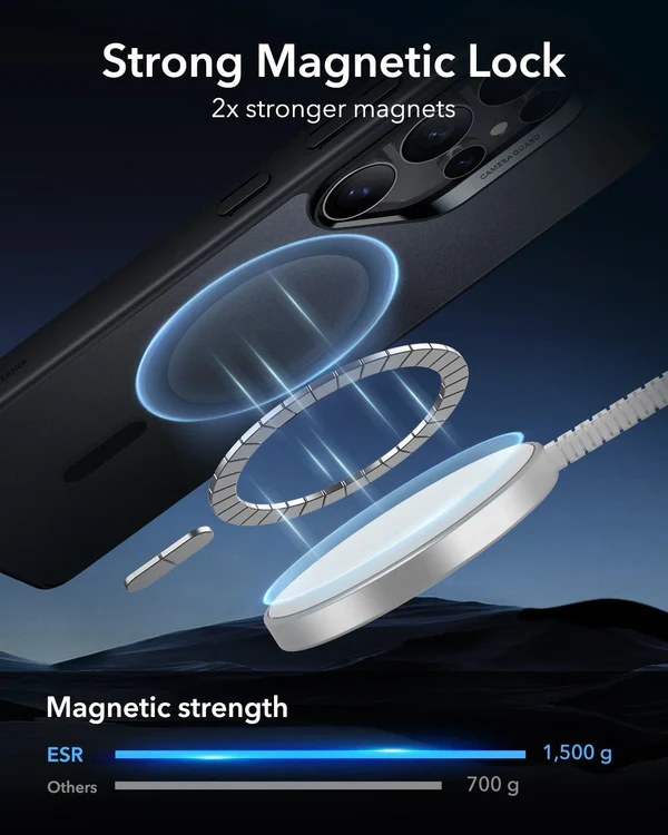 Mbrojtëse ESR Classic Hybrid HaloLock për Samsung S25 Ultra, e zezë/transparente