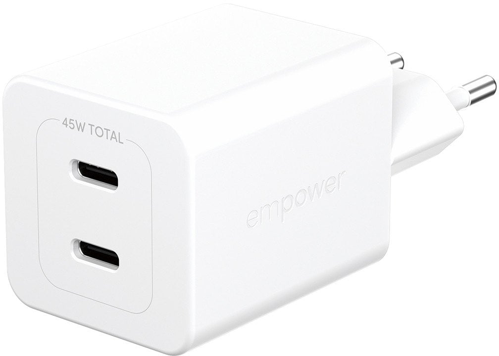 Ѕиден полнач PanzerGlass Turbo 45W, 2x USB C, PD 3.1, бел