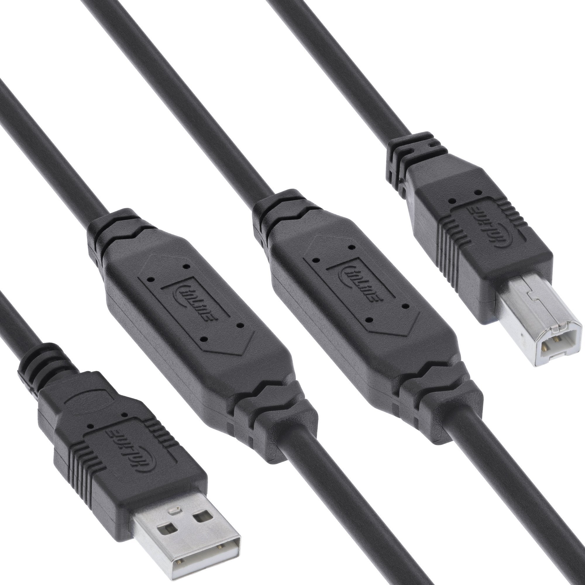 Kabllo aktive USB InLine USB 2.0, USB-A në USB-B, 15m, e zezë