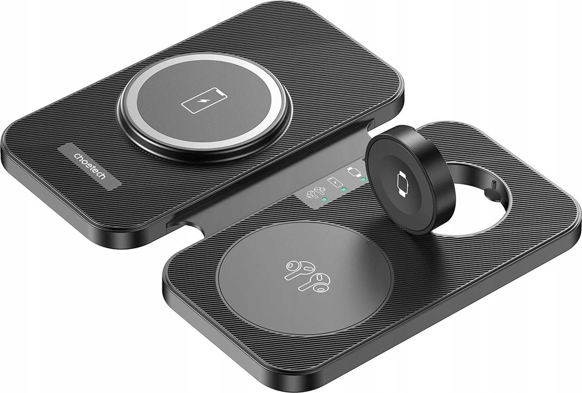 Karikues pa tel Choetech 3 në 1, MagSafe, 15W, i zi