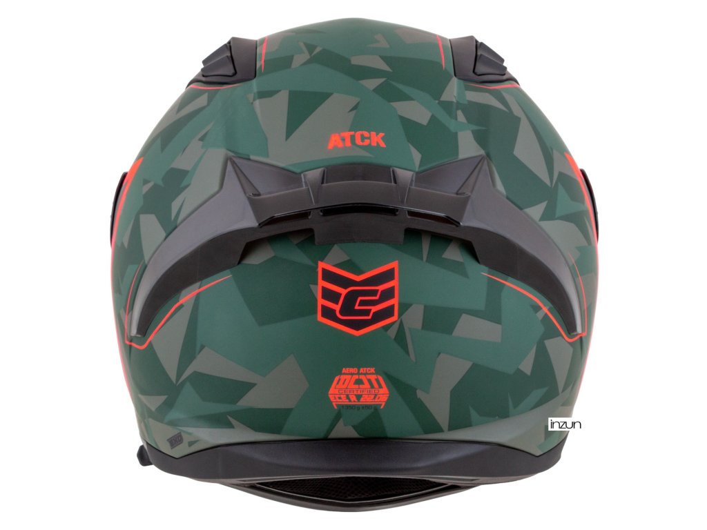 Kaska moto CASSIDA Aero ATCK, e mbyllur, ECE 22.06, kamuflazh jeshile e zezë gri portokalli