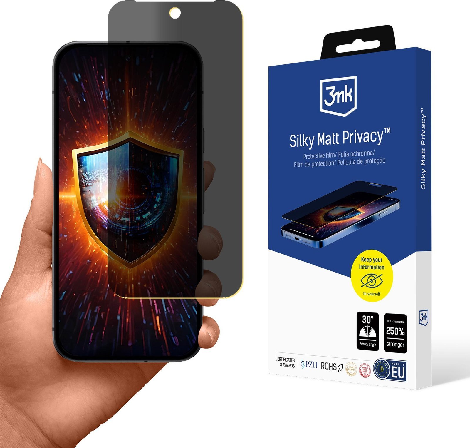 Folie ekrani 3mk Silky Matt Privacy për Google Pixel 9a, mat, kundër shikimit anësor, transparente