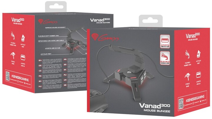 Mbajtëse Genesis Vanad 300, USB Hub, për kabllo të mausit