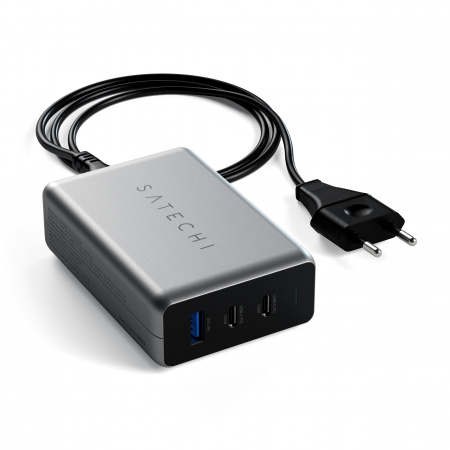 Satechi 100W USB-C PD компактен GaN полнач, двоен USB-C + USB-A