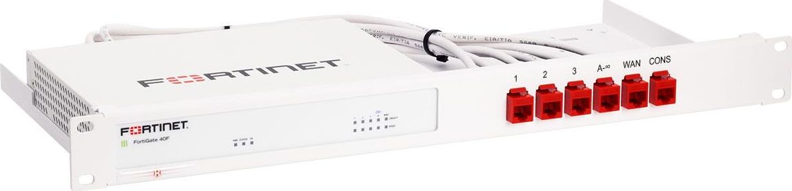Рамка за монтирање Fortinet RM-FR-T14 за FortiGate 40F, 1U, за 19-инчен шкаф, бела