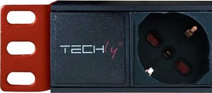 Распределувач на струја за рак Techly I-CASE STRIP-81V2, 8x Schuko, 1U 19\", 2 m, црвено-црн