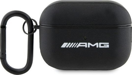 Mbulesë AMG AMAP2SLWK për AirPods Pro 2, lëkurë eko, logo e bardhë, e zezë