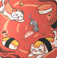 Mousepad gaming Dark Project Sushi Cats Pro L, 490x490mm, 4mm, me dizajn