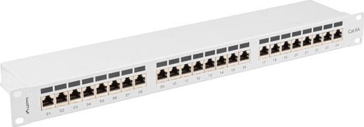 Панел пач Ланберг PPSA-1024-S, 24 порти RJ-45 Cat 6A, 1U 19\", сив