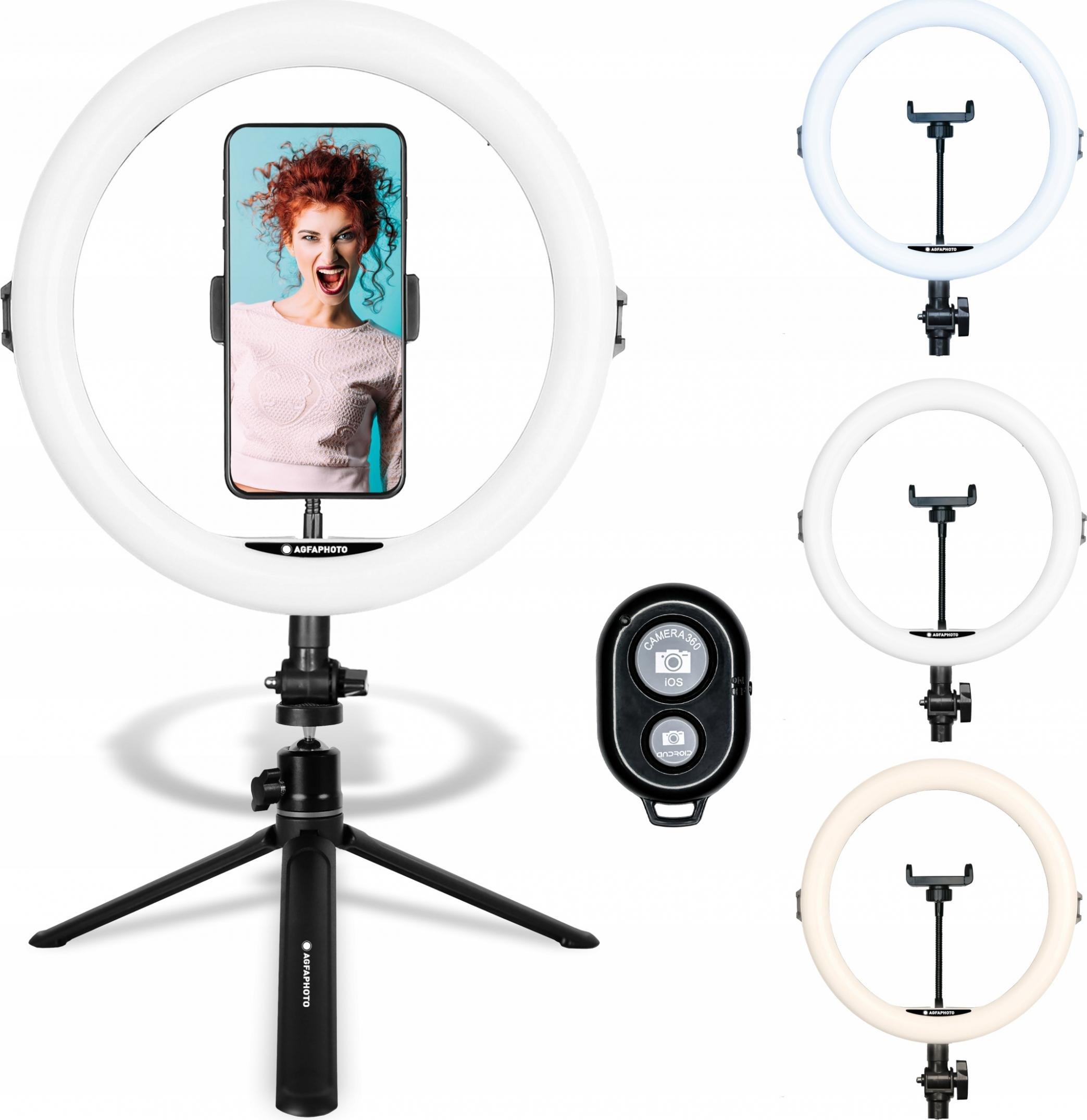 Ring Light AgfaPhoto AGFA ARL11, 11", 120 LED, me tripod dhe telekomandë, e bardhë
