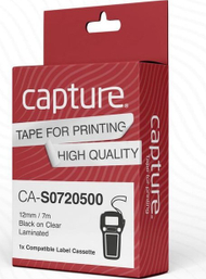 Shirit etiketimi Capture CA-S0720500, 12mm, tekst i zi në sfond transparent