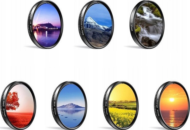 Set filtër telefoni Apexel APL-37UV-7G, 7 në 1, 37mm, i zi