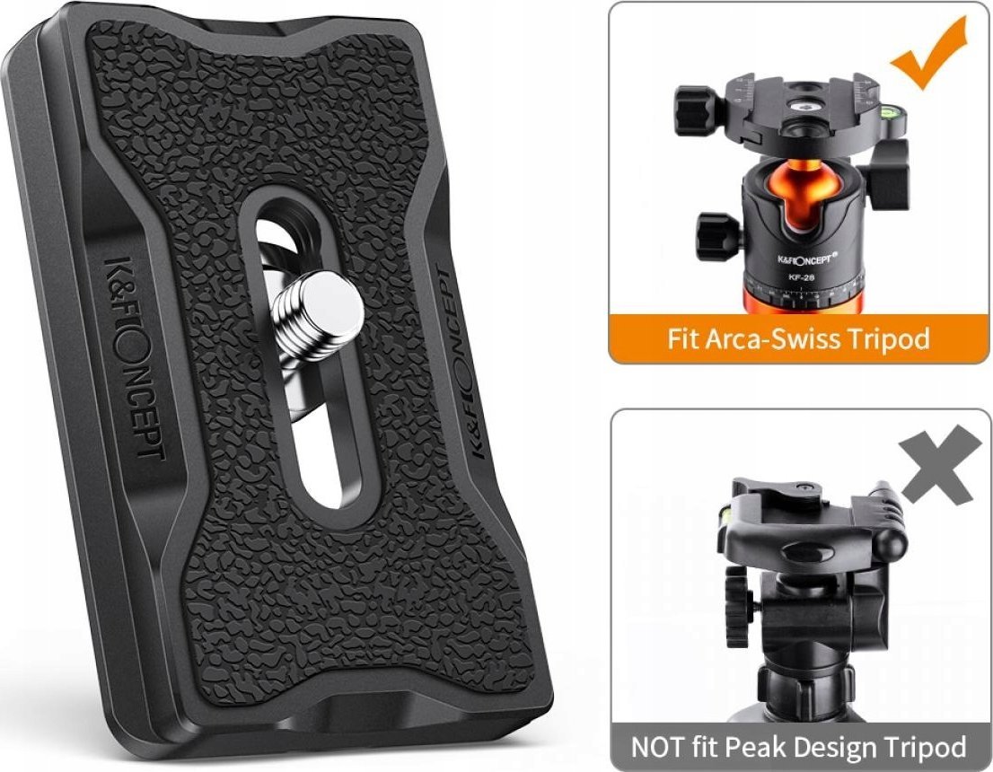 Pllakë montuese tripod K&amp;F Concept KF31.031, Arca Swiss, 60mm, e zezë