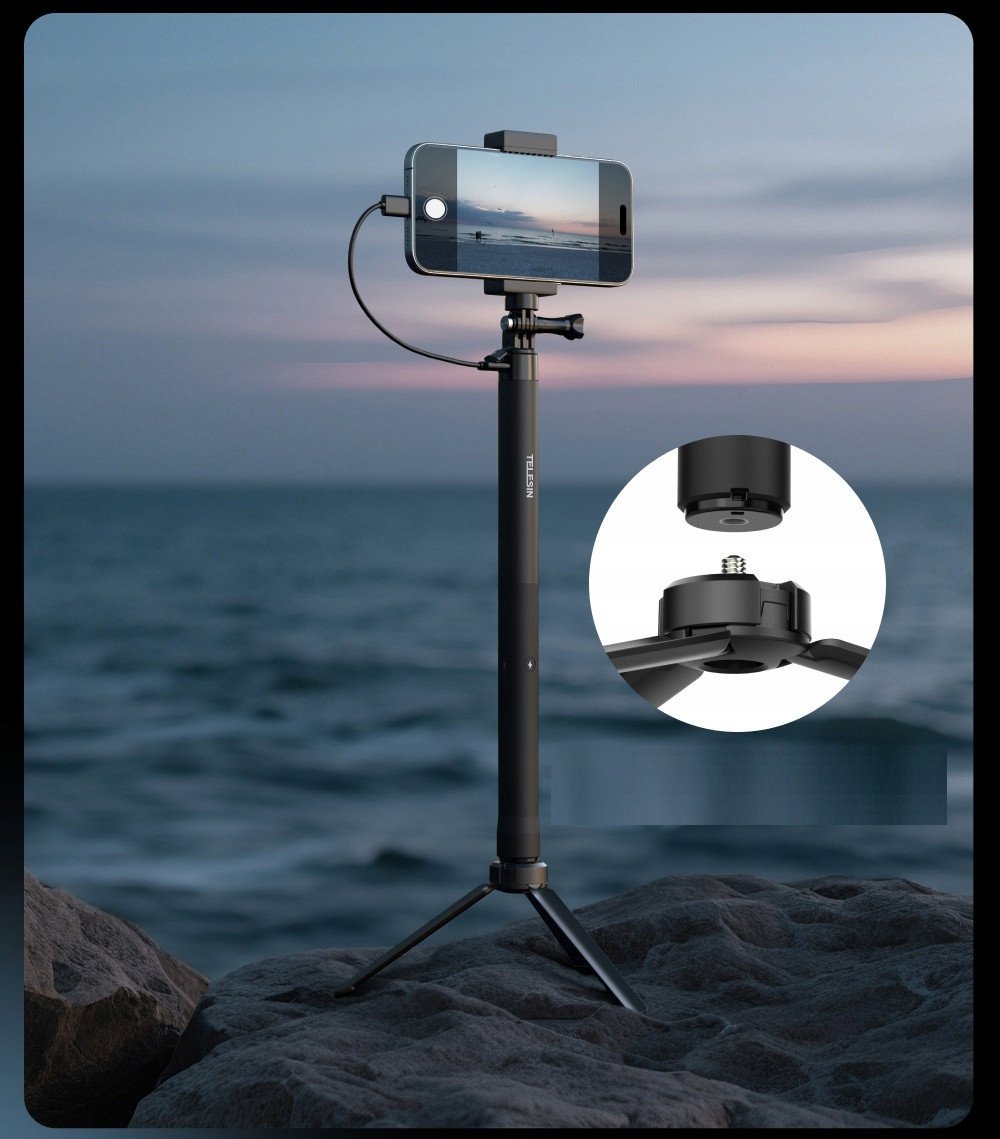 Selfie stick me powerbank Telesin S1-css-05, 5000mAh, USB-C, i zi