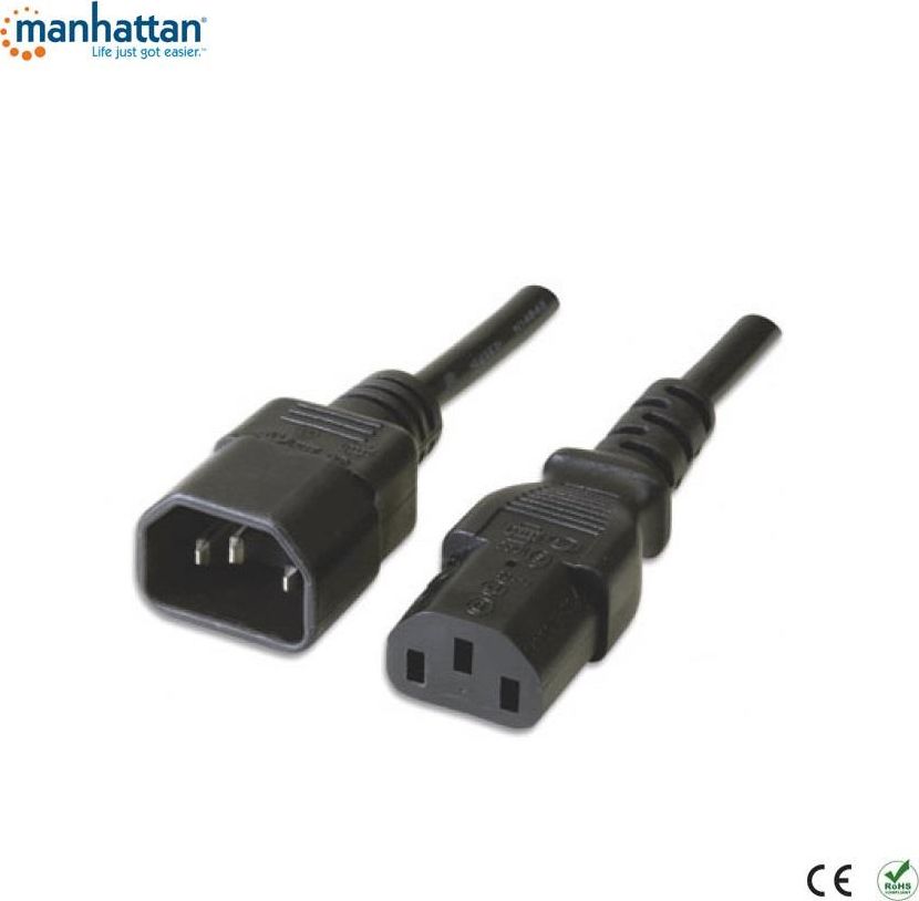 Kabllo energjie Manhattan C13 - C14, 0.5m, e zezë